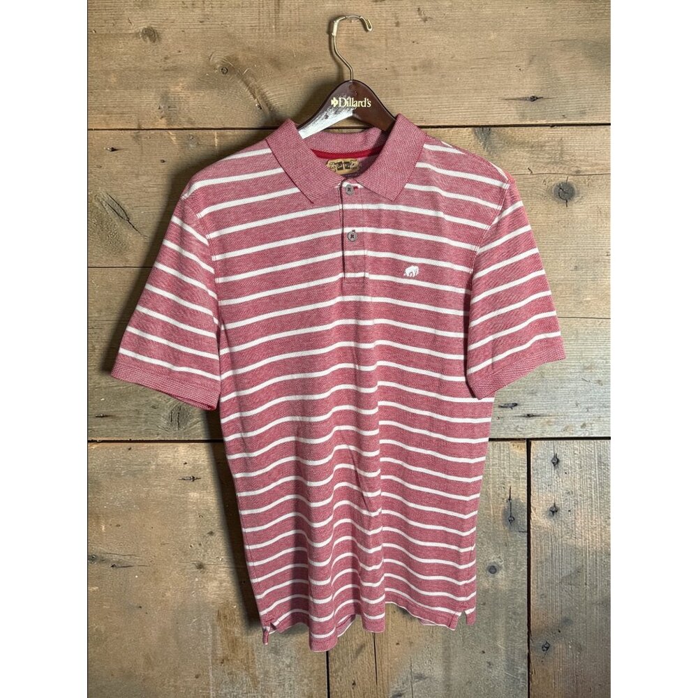 Banana Republic Red & White Striped Polo Shirt With Embroidered Elephant Logo 10
